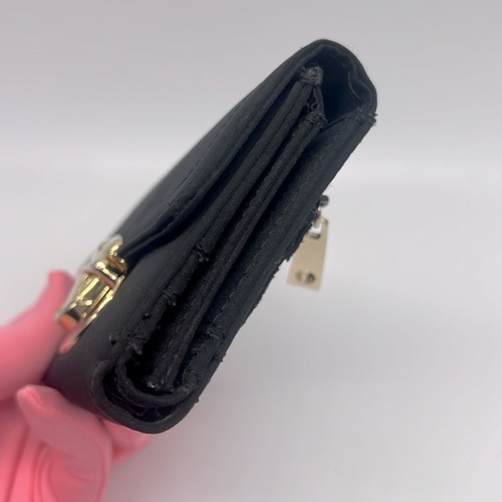 Nine West Nylon Fabric Medium Trifold Wallet Black with Gold Toned Hardware - Picture 4 of 15